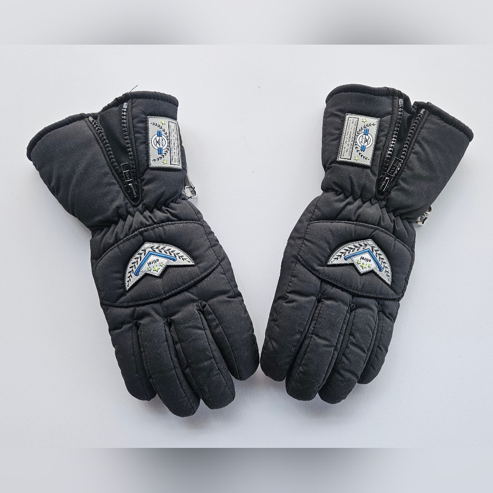 ETIREL Black Leather Fleece-Lined Ski Gloves | SZ 8